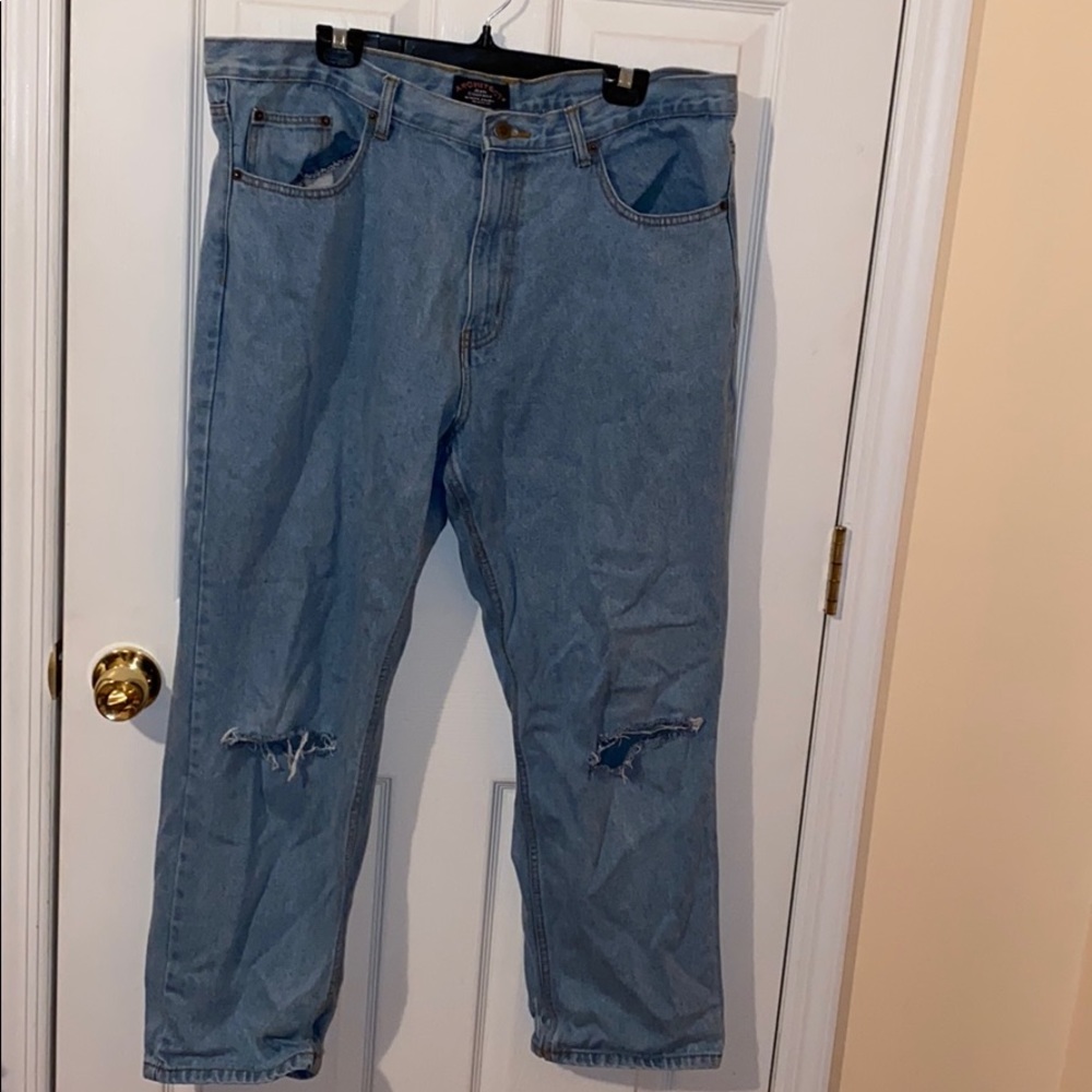 Distressed Denim Blue Jeans